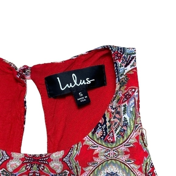 Lulu’s Design Major Red Print Swing Mini Dress US M - Picture 4 of 6
